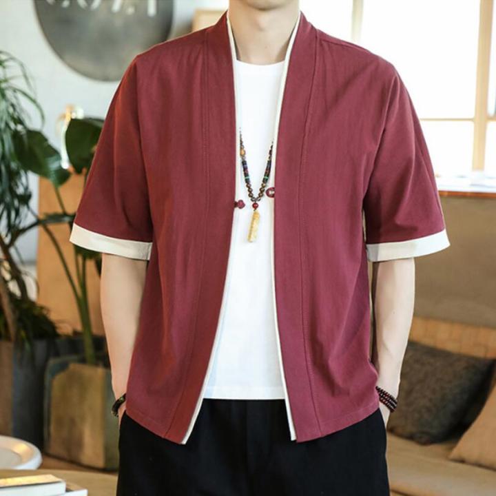 Japanese Kimono Men Blouses Hawaiian Shirt Cardigan Streetwear - Main Image