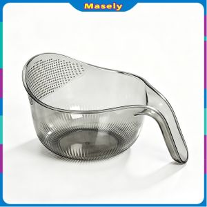 Masely Gray Kitchen Plastic Vegetable Fruit Washing Basket Washing Drain Basket for Fruits Vegetables
