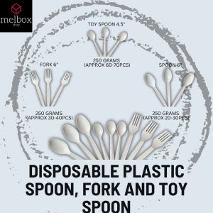 [250 Grams] Disposable Plastic Spoon Fork and Toy Spoon