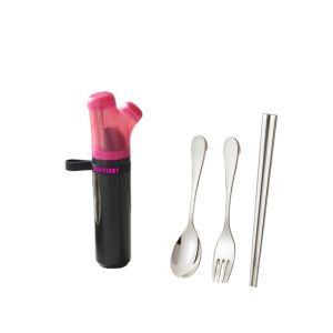 LINSBAYWU  Bộ thìa và đũa Hình dạng hành lá với hộp đựng Hộp đựng dao kéo Dễ thương Thép không gỉ Bộ dao kéo dành cho gia đình