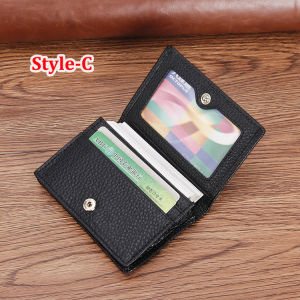 New Fashion Black Genuine Leather Card Wallets Men Credit Card Holders Women Card&ID Holder Male Organizer Business Card name tag Cases