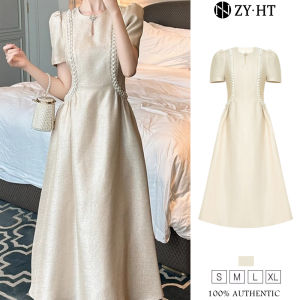 ZYHT EraVogue เดรสผู้หญิง เดรสสีครีม เดรสทรงเอ เดรสแขนพอง เดรสทำงาน เดรสไฮโซ เดรสวินเทจ เดรสออกงาน เดรสปาร์ตี้ ชุดราตรี 21360