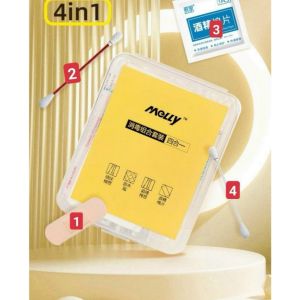 Hộp Sơ Cứu Mini 4 Trong 1 – Băng Cá Nhân Bông Cồn Tăm Bông Sát Trùng – Tiện Lợi Mang Theo Mọi Nơi