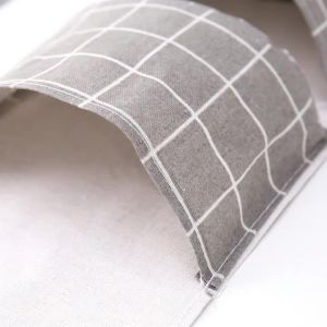 Plaid Cotton Linen Storage Three-Pocket Hanging Bag Door Back Storage Bag Simple Fashion Hanging Pocket Storage Bag