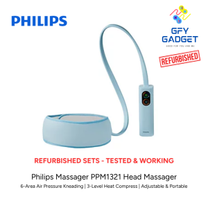 [REFURBISHED] Philips PPM1321 Head Massager | 6-Area Air Pressure Kneading | 3-Level Heat Compress | Adjustable & Portable