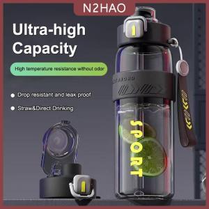 N2HAO 1200ml lít công suất lớn thể thao chai nước rò rỉ bằng chứng bỏng bằng chứng Cốc nhựa uống du lịch ngoài trời xách tay tập thể dục bình