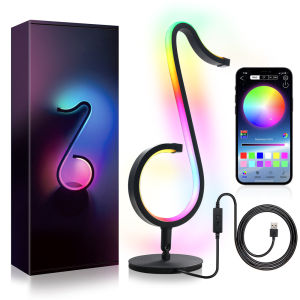 RGB LED Musical Note Night Light Table Lamp Bluetooth-Dimmable App Remote Controlled Table Wall Lamp Colorful Lamp for Home Room Decoration