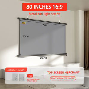 8K HD metal anti-light projector screen pull down roll up white screen for projector screen with stand wide 100 inch big projector screen for outdoor