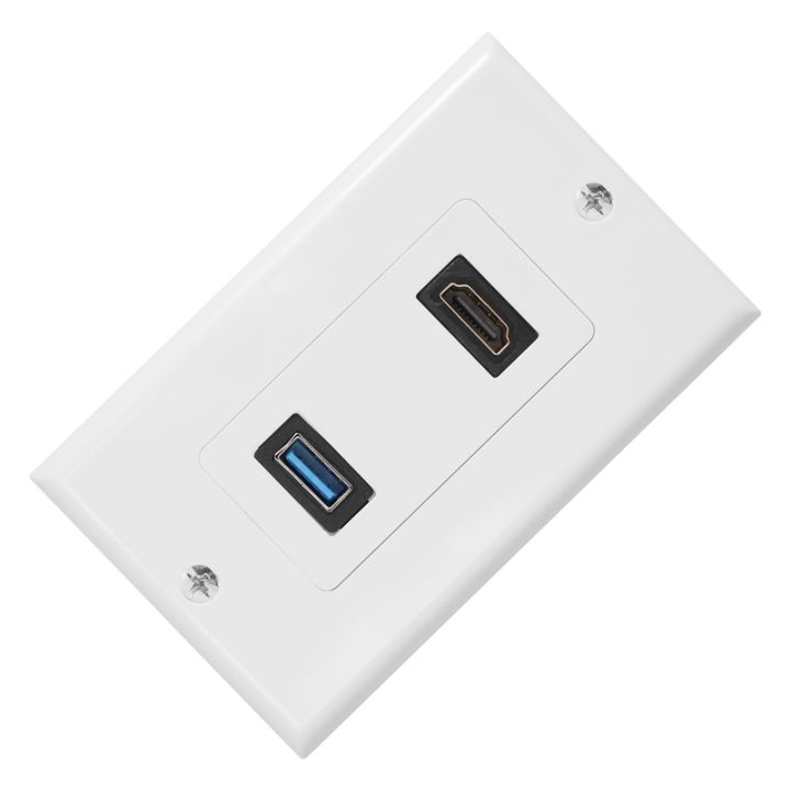 2-Port HDMI Wall Plate In White – 4K ARC HDR 3D Ready, Easy Install Face Plate For Home Theater