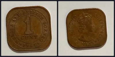 Malaya and British Borneo (Malaysia) Coin 1 Cent 1961 Queen Elizabeth II.