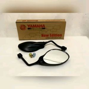Spion Standar Yamaha X1 Y125z Kaca Putih Bening Tangkai Hitam Plus Drat Spion Universal