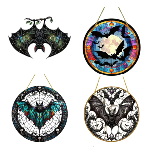 Bat cửa sổ kính màu treo bat trang trí cho Halloween BAT suncatchers cho cửa sổ ban công sân tường