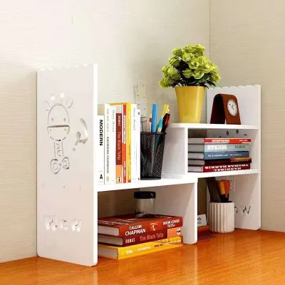 DIY Multifunctional Wooden White Book Folder Shelf Desktop Table Book Case Office Storage Organizer