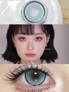 eyeshare một cặp kính áp tròng màu xanh dương Prague series 14.2mm màu xanh nhạt lens