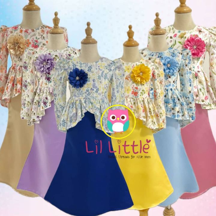 Lil Little BK90 Baju Kurung Moden Cotton Lace Budak Kanak Kanak Murah New Design 2025 1T hingga 12T