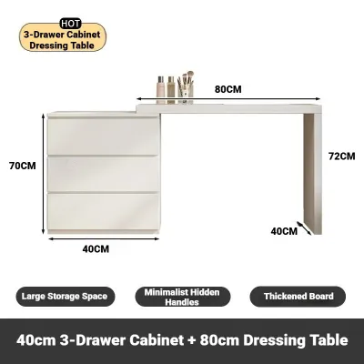 KEKEE Dressing Table With Top Adjustable Desk Multi-functional Storage Cabinet Combination Table Waterproof and Moisture-proof Expandable Dressing