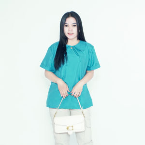 Oralia Blouse OverSize / Atasan Lengkap L 2L 4L Model Blus Jumbo Kerja / Pakaian Kekinian / Atasan Over Size Kantor Kerja / Blus Bigsize Formal Bahan Katun / Baju Model Tangan Pendek Panjang Polos Crew Neck Dusty Pink Turkish Green Sage Soft Pink