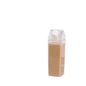 1L Sealed Transparent Square Water Bottle Portable Flat Style Milk Tea Mug Creative Square Korean Design Water奶茶饮料牛奶杯 透明水杯