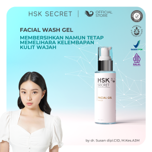 HSK Secret Facial Wash Gel | Face Wash Sabun Cuci Muka Membersihkan & Melembapkan Kulit Wajah | Non-SLS Aloe Vera & Castor Oil