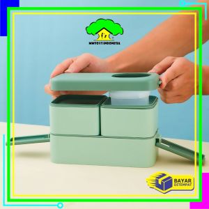 MI-C779 Kotak Makan 2 Tingkat Portable 1050ML Ada Sauce Cup / Lunch Box 2 Layer / Rantang Makanan