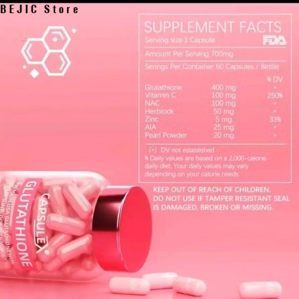 美白胶囊X谷胱甘肽补充剂维生素C和锌60粒提升肤色亮白补充营养抗氧化增强免疫力健康美肌必备产品 Whitening Capsules X ...