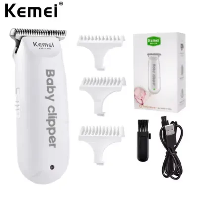 Kemei KM-1319 Baby Hair Clipper Professional USB Hair Trimmer Rechargeable Haircut Machine with 3pcs Limit Combs