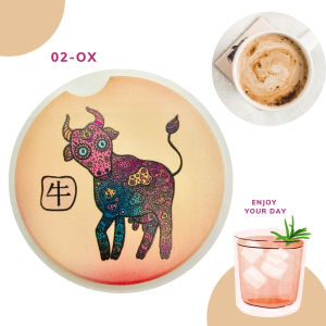 Cute Animal Zodiac made of Diatomite - Round Coasters for Car or Dining - Fast Absorption Non Slip Base High Heat Resistant