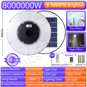 UFO Solar Street Light 10000000W Solar light Outdoor Waterproof IP67 LED 1000000W With Pole Outdoor Lamp Motion Sensor Automatic lighting Stable light remote control