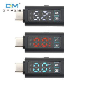 diymore DC 5-24V Intelligent Digital Voltage and Power Display Meter PD100W Fast Charger Adaptor Type C Interface