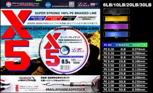 LEMAX X5 UL 100% SUPER STRONG PE BRAIDE LINE 100M (TALI BENANG 5 SULAM)