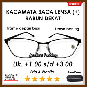 - Kacamata Lensa Plus Rabun Dekat Frame Hitam Setengah Besi Lensa Bening Model Clubmaster Untuk Pria Wanita Dewasa - TERSEDIA UKURAN (+)1.00 S/D (+)3.00