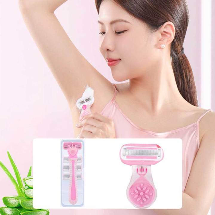 (1 Handle +4 Blades ) Women Safety Razor Blades Body Beauty Hair ...