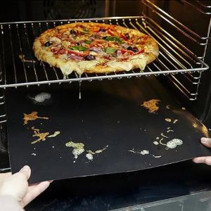 แผ่นแผ่นรองปิ้งย่าง2ชิ้นแบบไม่ติดสำหรับใช้ซ้ำได้สำหรับแก๊สเตาถ่านหรือเตาไฟฟ้า-ทำความสะอาดง่ายให้ความร้อนด้วยความร้อนตะแกรงย่างบาร์บีคิวแผ่นรองปิ้งย่างโดยไม่ใช้ความร้อนได้