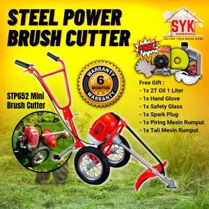 SYK STEEL POWER Mini Hand Push Brush Cutter STP 652 Grass Cutter Machine Mesin Rumput Petrol Mini