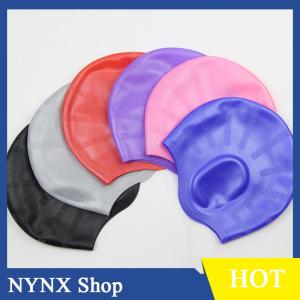 [NYNX] Adults High Elastic Swimming Caps Men Women Waterproof Swimming Pool Cap Protect Ears Long Hair Large Silicone Diving Hat