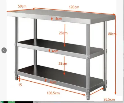 Kuga 2025 Premium 304 Stainless Steel Kitchen Workstation Commercial Grade Food Prep Table and Storage Shelf