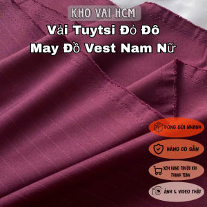 Vải TuytSi Đỏ Đô Sọc Nhuyễn Khổ 1m55 - May Vest Quần Tây Váy Suông - Mềm Mại Dày Vừa Không Giãn