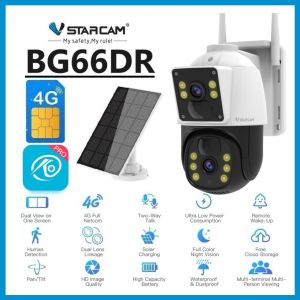 VSTARCAM BG66DR 4G LTE SIM SUPER HD 1296P 3MP x 2 เลนส์กล้อง กล้องวงจรปิดใส่ซิม พร้อมแผงโซล่าเซลล์
