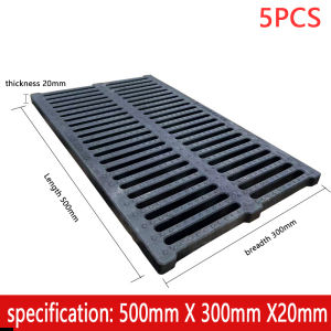 [5PCS]Durable Plastic Drain Cover and Resin Trench Gutter Grate for Rainwater Sewer Systems