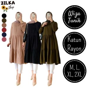 Wiza Tunik Wanita Remaja Dewasa Terbaru 2021 Kekinian Bahan Katun Rayon Adem Premium Import Tebal Jumbo