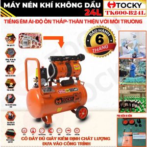 Máy nén khí tua nhanh sạc nhanh bình24L motor đồng không dầu 600W không ồn khí sạch Hiệu TOCKY TK600-B24L
