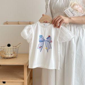 เสื้อยืดแขนสั้นสำหรับเด็กหญิง สไตล์ใหม่ ระบายอากาศดี เหมาะสำหรับฤดูร้อน【Hippobaby】