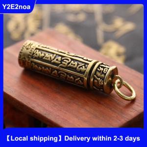 【Local shipping】 Brass Cylinder Pendant Keychain Hanging Jewelry Pill Box Medicine Container