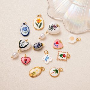 European and American fresh and sweet flower love pendant love flower pearl poached egg coconut tree pendant DIY jewelry with h2609
