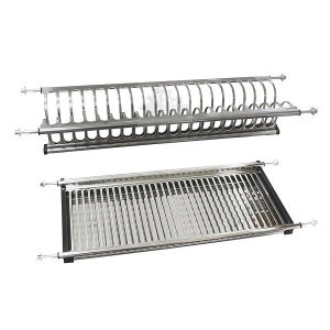 2 Tier Stainless Steel Kitchen Cabinet Mounted Dish Drying Rack Organizer [5 Sizes | 2 Colours]