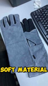 Cow Leather 16” Glove Heat Resistance 350c Kulit Lembu High Temperature Glove Welding Glove 350c Leather Tahan Panas
