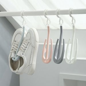 [ Featured ] Rotatable Two Slots Shoes Hook Quick-drying Towel Hanging Rack Windproof Non-slip Scarf Hat Hanger Space-saving Item Holder Stackable Storage Shelf