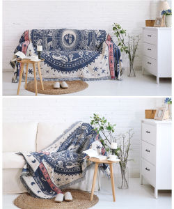 Reversible Throw Blanket Tapestry with Boho Fringe for Couch Bed Cotton Woven Knit Sofa Cover Hippie Blankets for Bed Chair Home Office Room Wall Decor