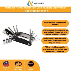 [IX] Portable Handy Repair Tool with Multiple Screwdriver Head Types Kit Folding Screwdriver Hexagon Wrench