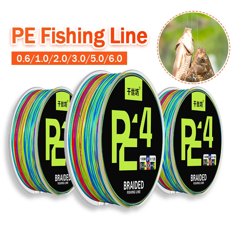 Braided Fishing Line PE 100M x4 Fishing Tali Pancing Benang Pancing Braid  10lb 4 Stands 4 Sulam Super Strong Lines for Freshwater Saltwater